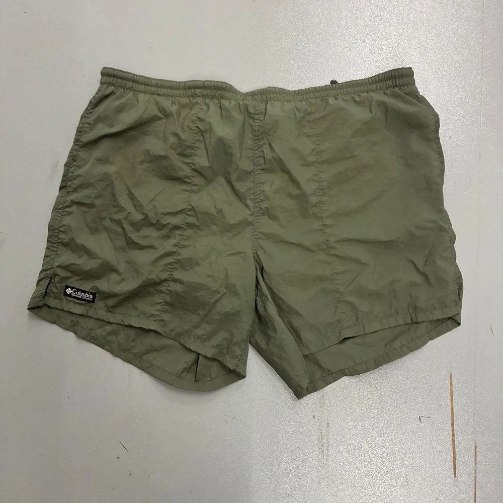 Columbia Sportswear Mens Large Olive Green Nylon Mesh Lined Hiking Swim Shorts